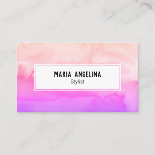 Carte De Visite Aquarelle rose et pêche abstraite en difficulté