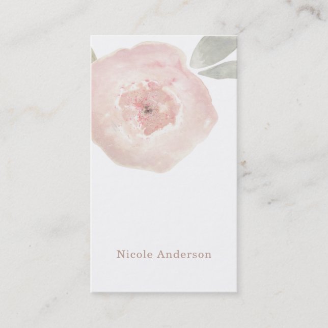 Carte De Visite Aquarelle rose Fleur Anniversaire Moderne Chic (Devant)
