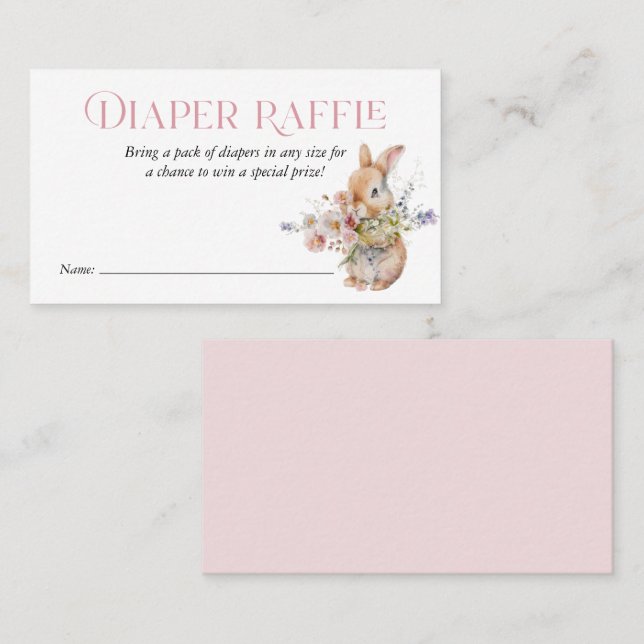 Carte De Visite Aquarelle rose Floral Lapin Papier Raffin Insérer (Devant / Derrière)