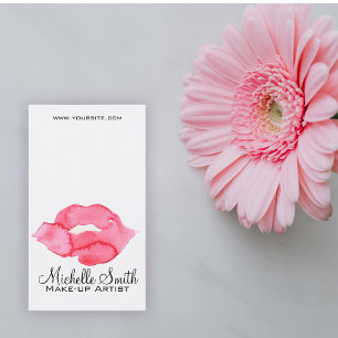 Carte De Visite Aquarelle rose lèvres maquillage marque