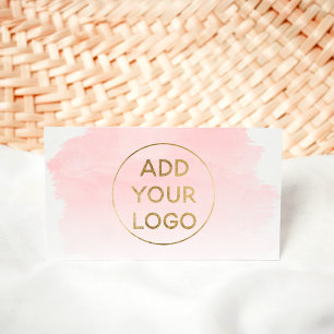 Carte De Visite Aquarelle rose logo de brosse cercle or