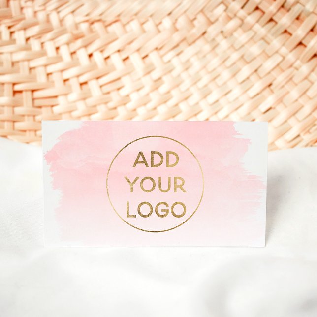 Carte De Visite Aquarelle rose logo de brosse cercle or (Créateur téléchargé)