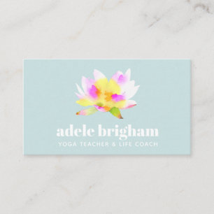 Carte De Visite Aquarelle rose Lotus Fleur Floral
