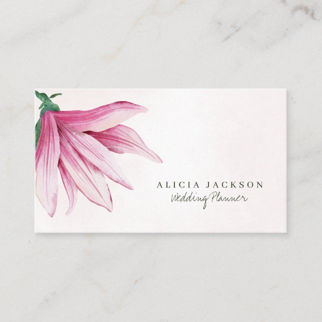 Carte De Visite Aquarelle rose magnolia wedding planner moderne (Devant)