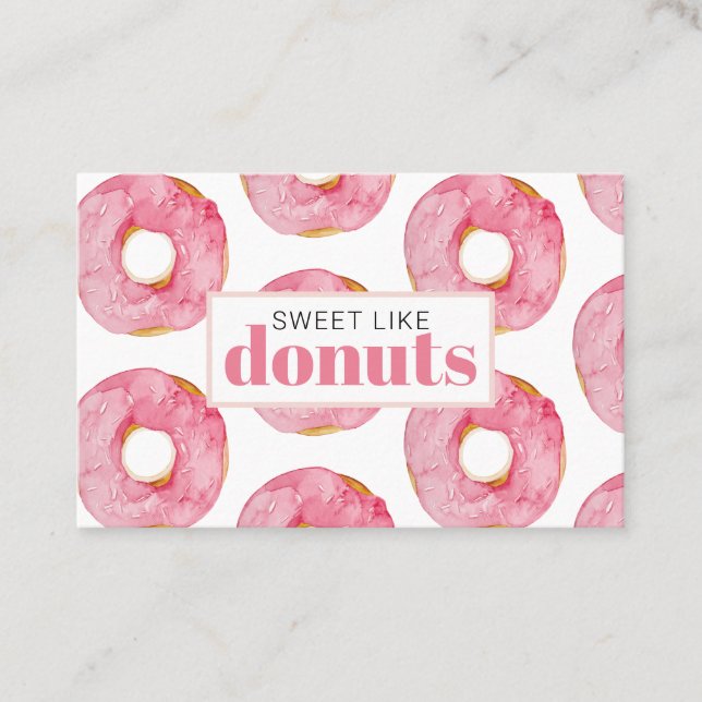 Carte De Visite Aquarelle rose moderne douce comme les beignets Ci (Devant)