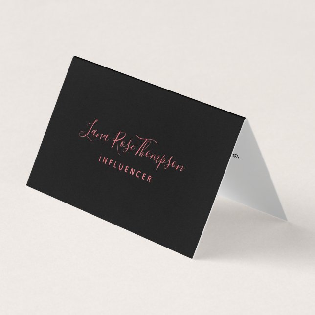 Carte De Visite Aquarelle rose noire Médias sociaux Photo et logo (Devant)