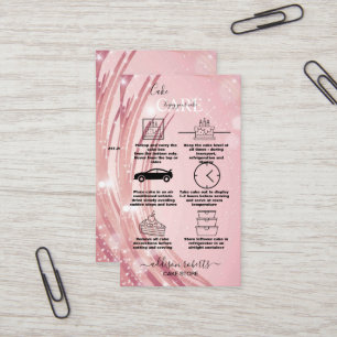 Carte De Visite Aquarelle rose or moderne Cake Care Entreprise C