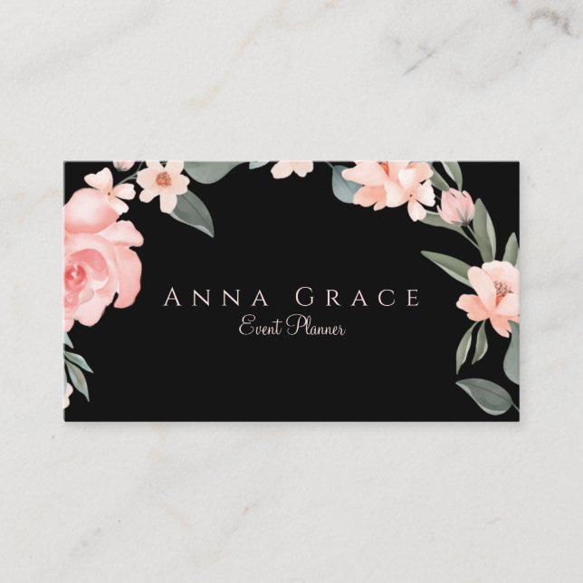 Carte De Visite Aquarelle rose pâle Rose floral (Devant)
