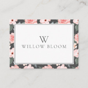 Carte De Visite Aquarelle rose pâle Rose floral et verdure