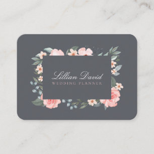 Carte De Visite Aquarelle rose pâle Rose floral et verdure