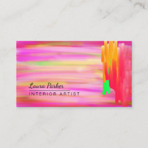 Carte De Visite Aquarelle rose pourpre Artiste peint Abstrait