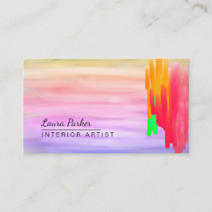 Carte De Visite Aquarelle rose pourpre Artiste peint Abstrait