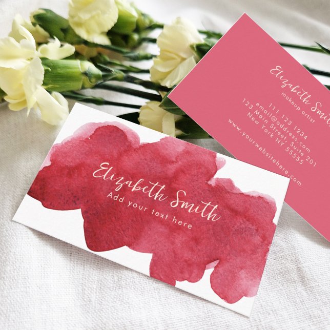 Carte de visite Aquarelle rose rose (Créateur téléchargé)