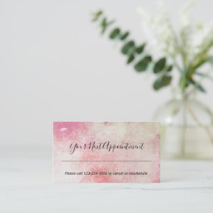 Carte De Visite Aquarelle rose rose Abstrait Rappel de rendez-vous
