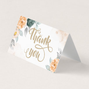 Carte De Visite Aquarelle Roses Vertes Merci