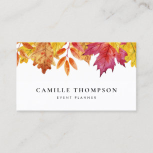Carte De Visite Aquarelle Rustique Chute Feuille Automne