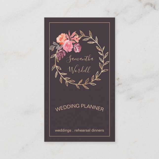 Carte De Visite Aquarelle rustique élégant Floral (Devant)