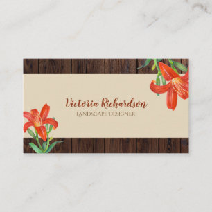 Carte De Visite Aquarelle rustique Lys oranges Floral Art