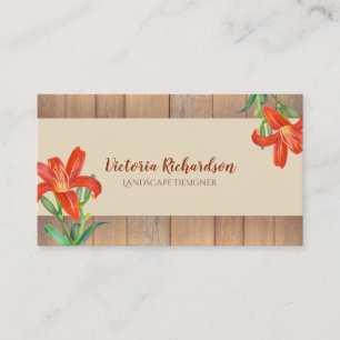 Carte De Visite Aquarelle rustique Lys oranges Floral Art