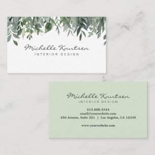 Carte De Visite Aquarelle Rustique moderne Eucalyptus Vert