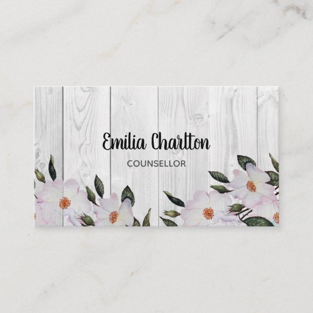 Carte De Visite Aquarelle rustique Roses rose Ballerina Floral (Devant)