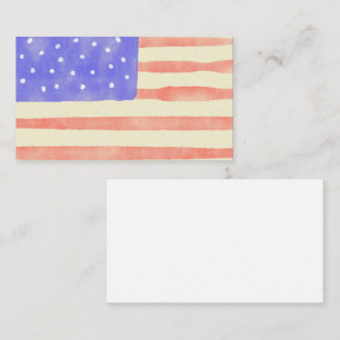 Carte De Visite Aquarelle rustique USA drapeau américain