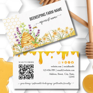 Carte De Visite Aquarelle Script Apiculteur Miel Apiariste