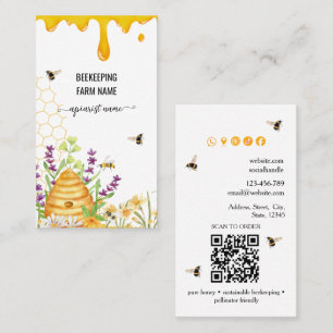 Carte De Visite Aquarelle Script Apiculteur Miel Apiariste 