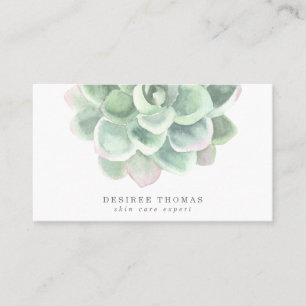 Carte De Visite Aquarelle simple Botanique Sage Vert Succulent