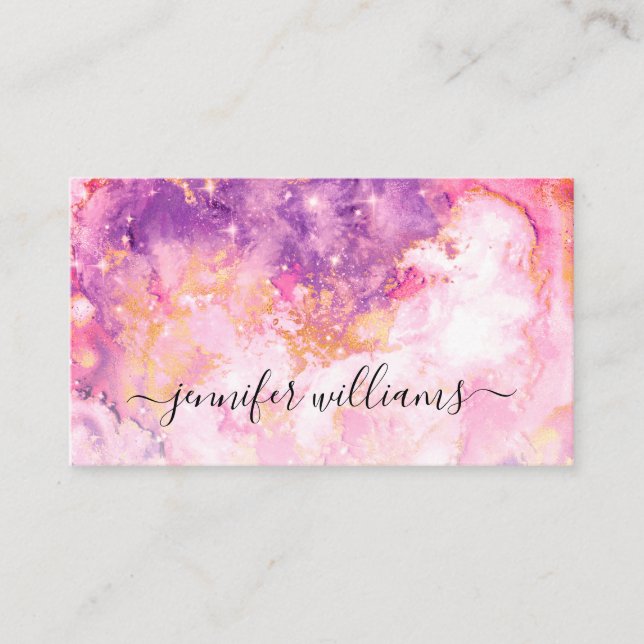 Carte De Visite Aquarelle Sparkly Gold Foil Artiste de maquillage  (Devant)