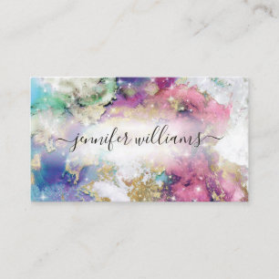 Carte De Visite Aquarelle Sparkly Gold Foil Beauté Salon Ombre