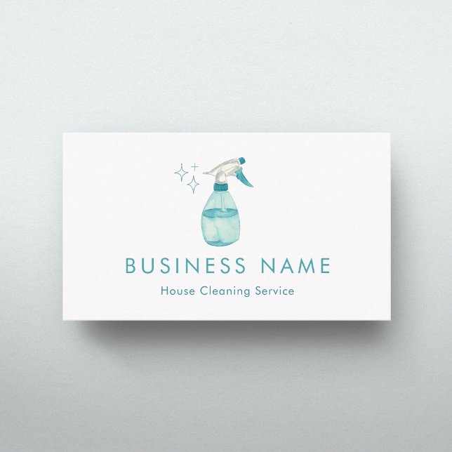Carte De Visite Aquarelle Spray Bouteille Nettoyage de la maison (Créateur téléchargé)