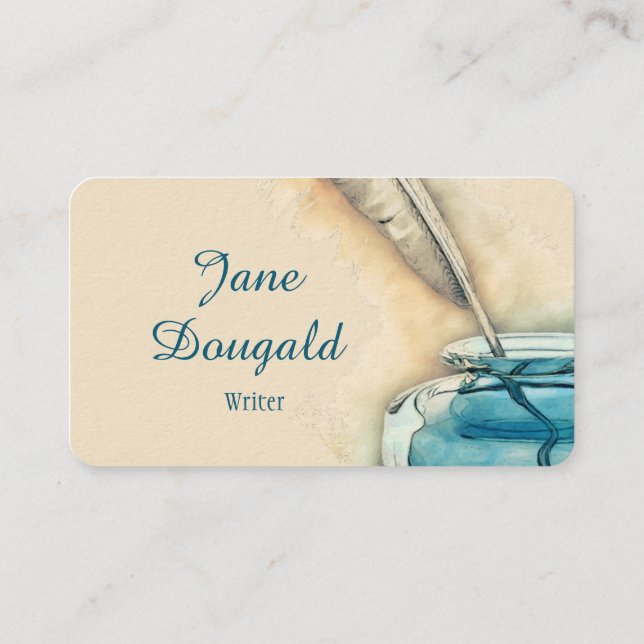 Carte De Visite Aquarelle Stylo en plume artistique Stylo classiqu (Dos)