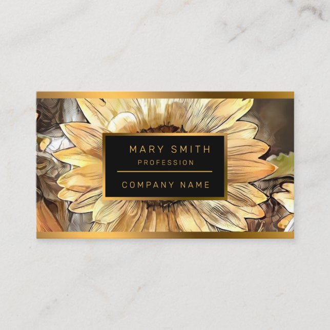 Carte De Visite Aquarelle Sunflower Collection élégante (Devant)