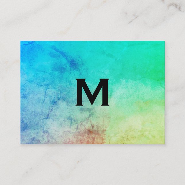 Carte De Visite Aquarelle tendance avec Monogramme (Devant)
