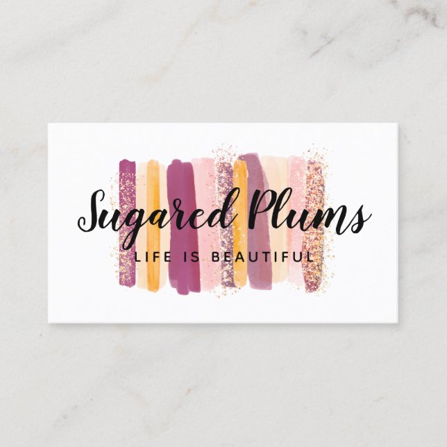Carte De Visite Aquarelle tendance Peinture Trucs Plum Purple & Or (Devant)