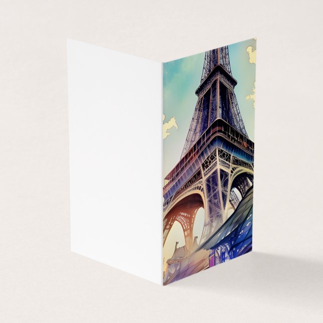 Carte De Visite Aquarelle Tour Effet Paris (Extérieur)