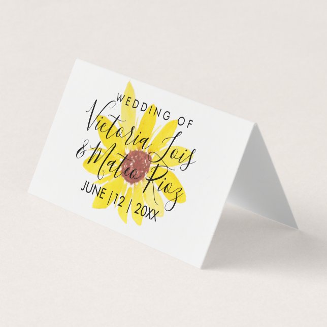 Carte De Visite Aquarelle tournesol sauvage Floral Jaune Mariage (Devant)