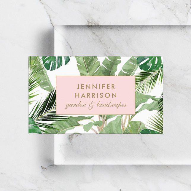 Carte De Visite Aquarelle Tropical Feuille Motif Designer (Créateur téléchargé)