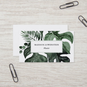 Carte De Visite Aquarelle Tropical Monstera Verdure Feuille 