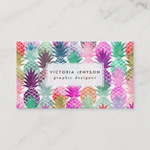 Carte De Visite Aquarelle tropicale moderne de pastel d'ananas