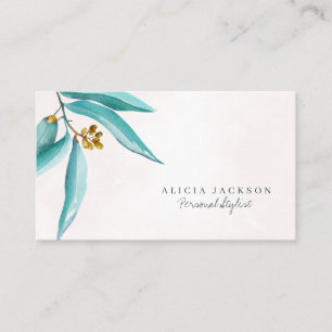 Carte De Visite aquarelle turquoise feuillage moderne styliste per