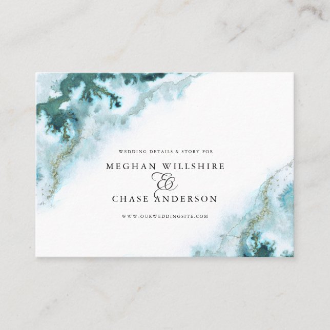 Carte De Visite Aquarelle Turquoise moderne Moss Agate BarefootBri (Devant)