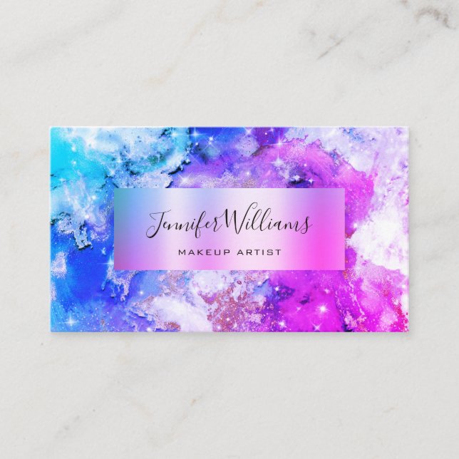 Carte De Visite Aquarelle unique brillant or huile beauté violet (Devant)
