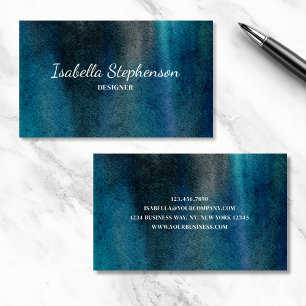 Carte De Visite Aquarelle Unique Moderne Bleu Vert Minimaliste