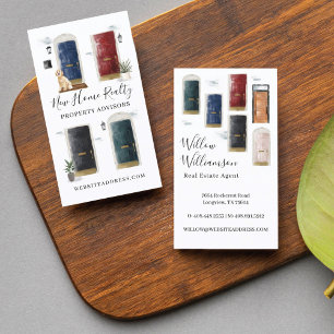 Carte De Visite Aquarelle unique Portes avant Immobilier