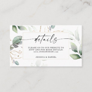 Carte De Visite Aquarelle Verdure avec Sage et Gold Détails
