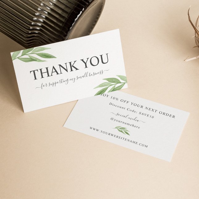 Carte De Visite Aquarelle Verdure Merci Pour Votre Commande (Créateur téléchargé)