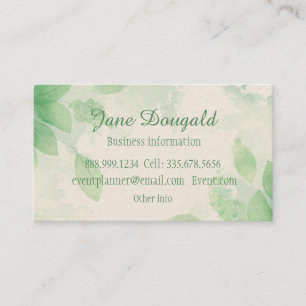 Carte De Visite Aquarelle Vert Botanique Folithe Nature Feuilles