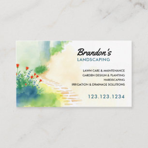 Carte De Visite Aquarelle Vert et Brown jardin jardin